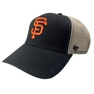San Francisco Giants Hat Cap Snap Back MLB Baseball Trucker Mesh Mens Black Tan